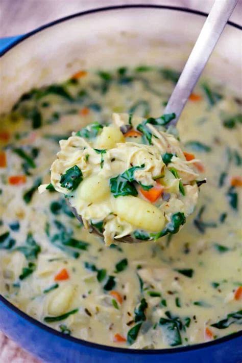 Creamy Chicken Gnocchi Soup With Spinach Bowl Of Delicious