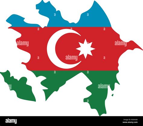 Map Of Azerbaijan With Flag Inside Azerbaijan Map Vector Illustration