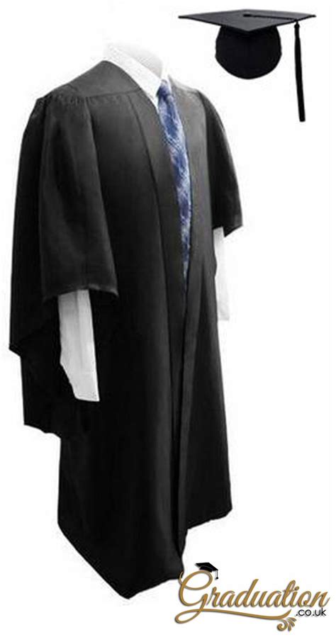 Deluxe Black Bachelors Graduation Cap And Gown High Quality Fluted Uk