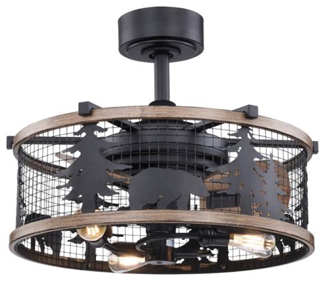 Kodiak Bear 21 Bronze And Teak Rustic Indoor Ceiling Fan Light Kit