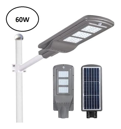luminária solar para poste 60w c sensor de presença mercado livre