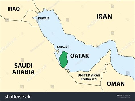 Qatar Crisis Concept Geographic Map Qatar เวกเตอรสตอก ปลอดคา