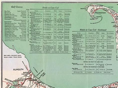 Vintage Road Map Of Cape Cod Massachusetts Cape Cod Map Cape Cod