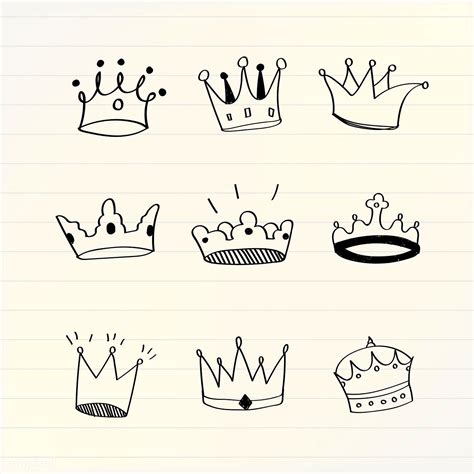 Various Crowns Doodle Illustration Vector Free Image By