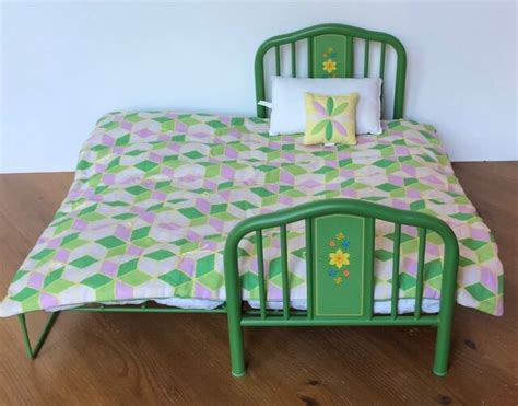 American Girl Doll Bed Kits Classic Green Metal Trundle W Bedding Ebay