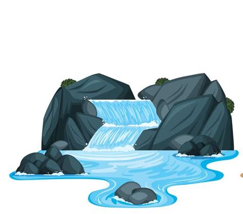 A Small Waterfall With Rocks 297297 Vector Art At Vecteezy