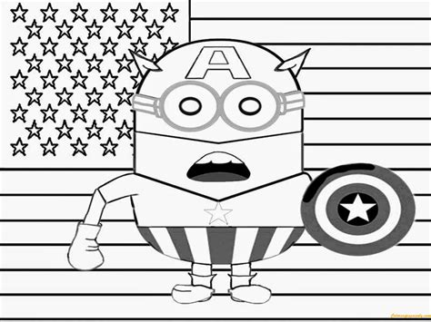 Minion Captain America Coloring Pages Cartoons Coloring Pages Free
