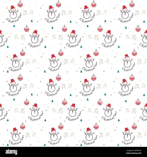 Snowman Christmas Seamless Pattern Background For T Wrapping Paper