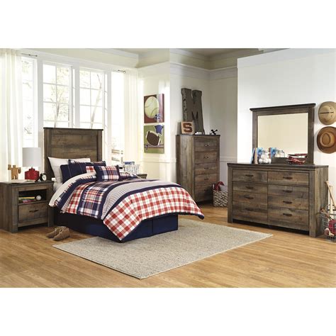 signature design by ashley trinell 6270ashle rustic look twin panel headboard with corner