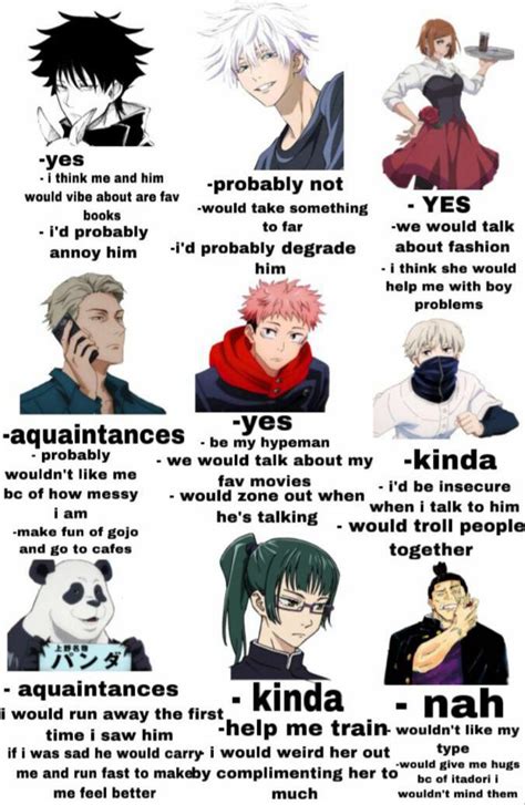 which jjk characters you will want to become friend r jujutsukaisen