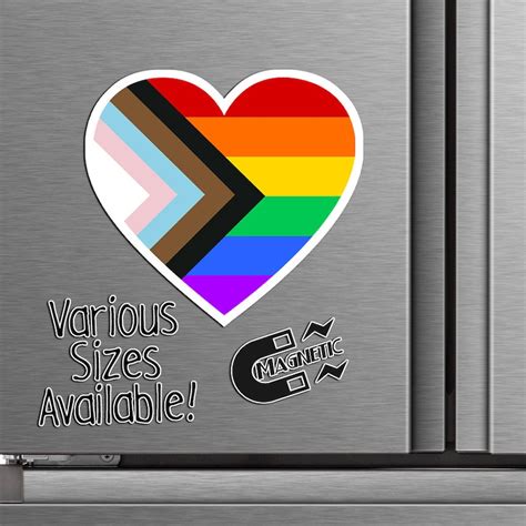 Progress Pride Flag Heart Sticker Or Magnet Waterproof Vinyl Etsy Canada