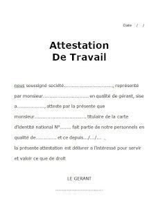 Modèles d attestations de travail word doc et images Certificat de travail Attestation de