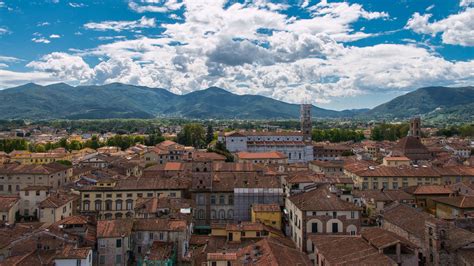 Wallpaper Italy Tuscany City Houses Mountains Sky Clouds