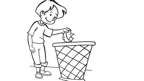 Mewarnai Gambar Membuang Sampah