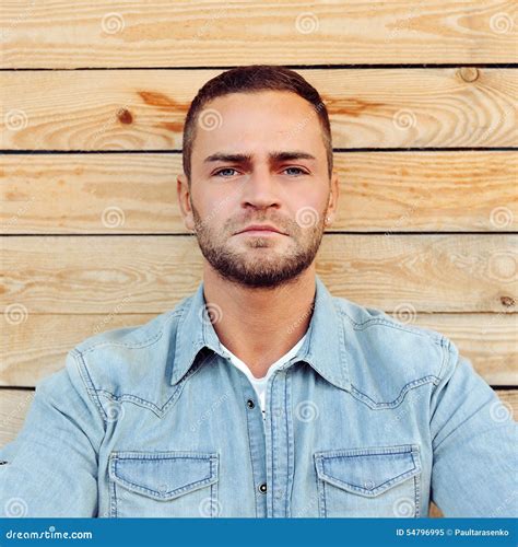 Handsome Serious Man Face Portrait Outdoor Close Up Stock Image Image