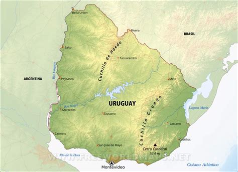 Mapa Físico De Uruguay Geografía De Uruguay