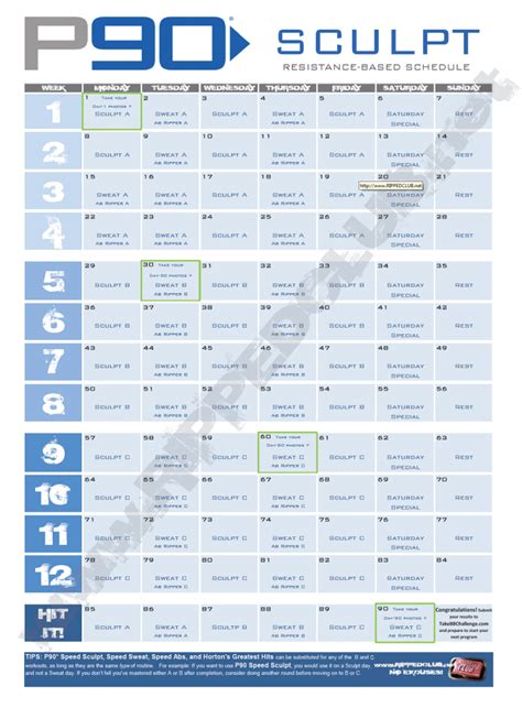 New P90 Workout Schedule Print The Pdf Calendars Here Rippedclub
