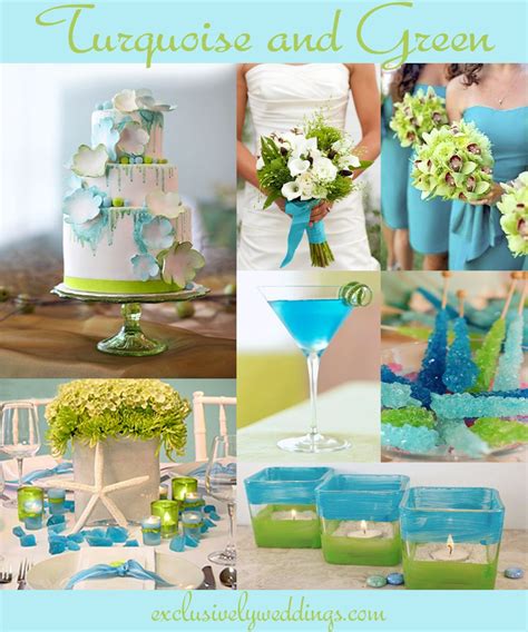 Color Palette Emerald Kelly Green Teal Turquoise White Wedding