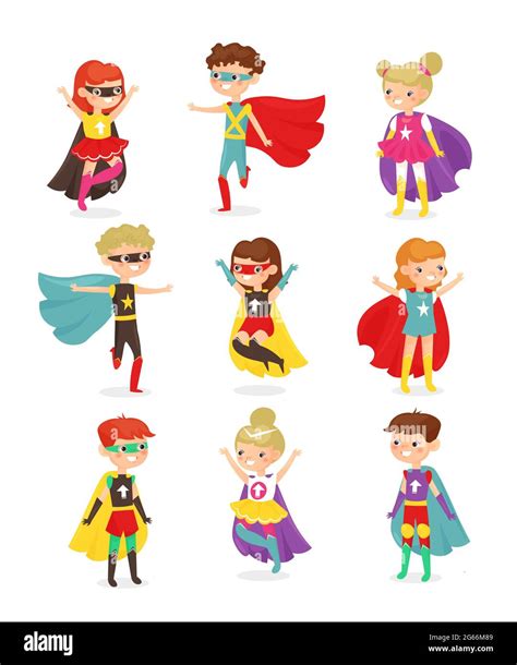Ilustración Vectorial De Niños Súper Héroes Niños Disfrazados De