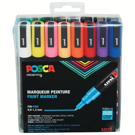 Free 2 Day Shipping Buy Posca 16 Color Acrylic Paint Marker Set Fine