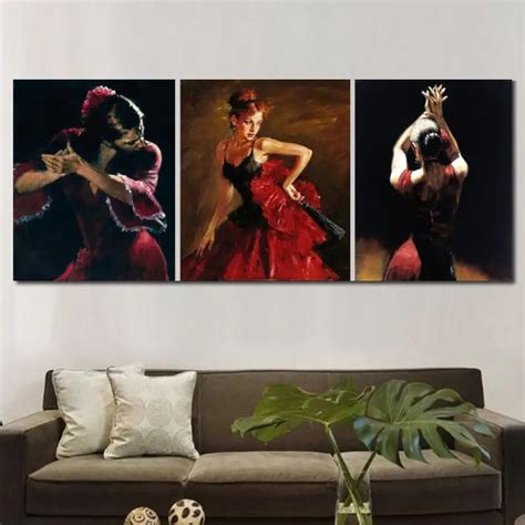 Handmade Canvas Art Spanish Flamenco Dancer Oil Paintings Beautiful
