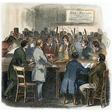 New York City Ballot 1844 Men Casting Their Ballots At New York City In