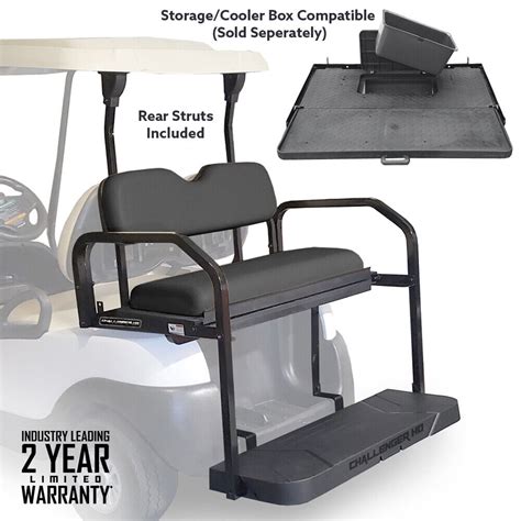 Club Car Precedent Golf Cart Flip Folding Rear Back Seat Kit Black