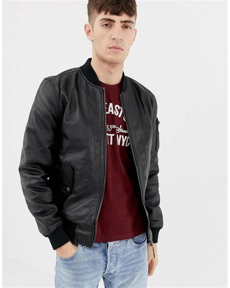 Schott Nyc Premium Leather Bomber Jacket In Black For Men Lyst