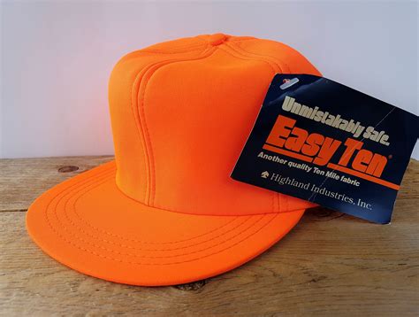 Vintage Blaze Orange Neon Hunting Ear Flap Trapper Hat Made In Usa Easy