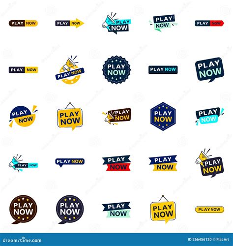25 Eye-catching Play Now Banners To Grab Attention Stock Vector