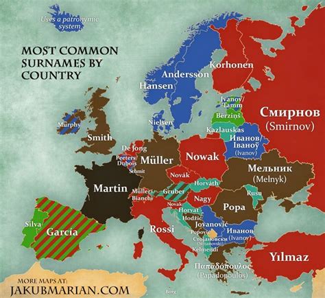 This Map Shows The Most Common Surnames In Europe Map Infographic