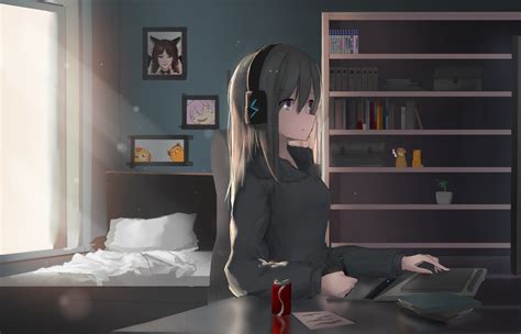 1400x900 Anime Girl Headphones Working 4k 1400x900 Resolution Hd 4k