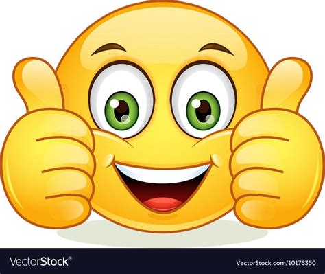 Emoticon Showing Thumb Up Vector Illustration Isolated On White