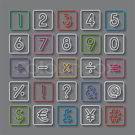 Numbers And Symbol Fonts In Flat Long Stock Vector Colourbox