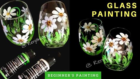 Flower Stemmed Glass Project Painting On Glass Glass Painting Using Acrylic Youtube