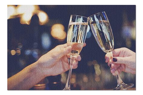 Clinking Champagne Glasses At A Party At Night 9021978 20x30 Premium 1000 Piece Jigsaw Puzzle