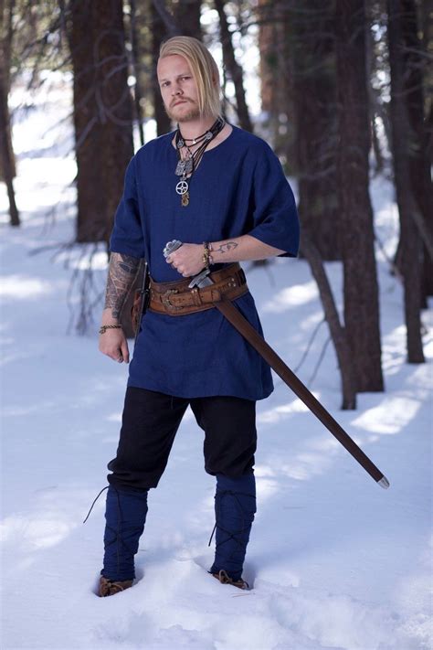 Linen Viking Age Tunic Garb Norse Sca Larp Hema Comic Con Blue