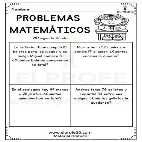 Problemas Matemáticos Para Segundo Grado El Profe 20