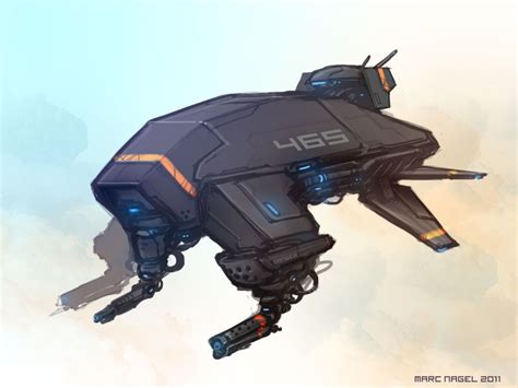 Auto Gunship Drone By Marcnail On Deviantart Space Ship Concept Art