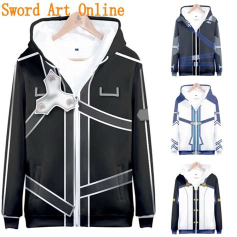 Anime Sword Art Online Sao Krito Cosplay Zip Up Hoodie Sweatshirt