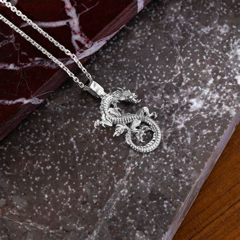 Dragon Necklace In Sterling Silver Minimalist Chinese Dragon Etsy