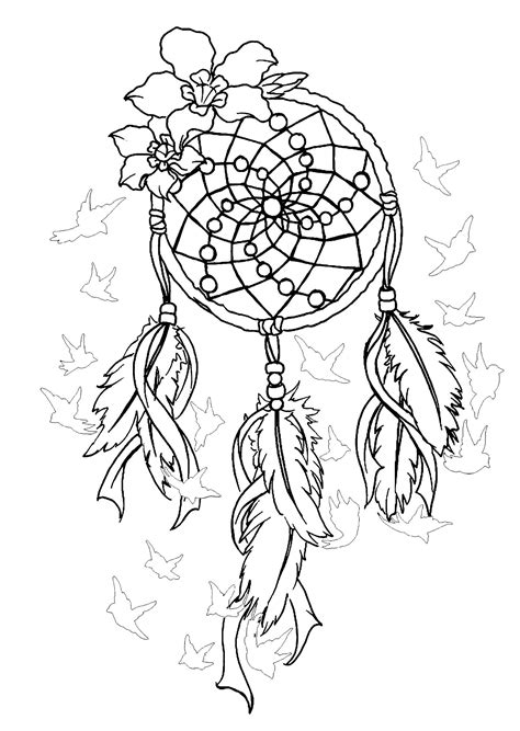 Doodle wolf coloring book outline drawing in vector. Dream Catcher Tattoos Drawings Sketch Coloring Page