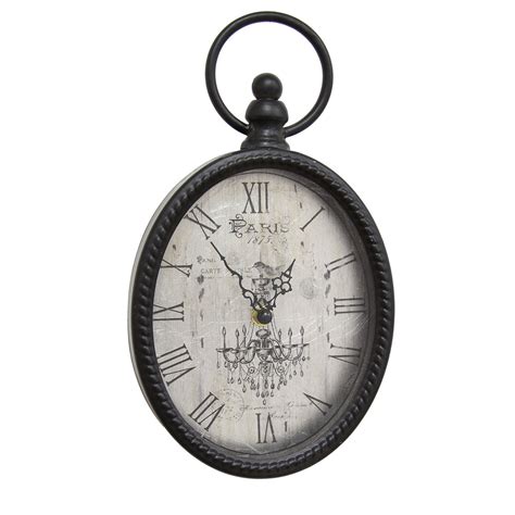 Stratton Home Decor Antique Black Oval Wall Clock