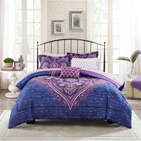 Mainstays Grace Medallion Purple Bed In A Bag Complete Bedding Twin