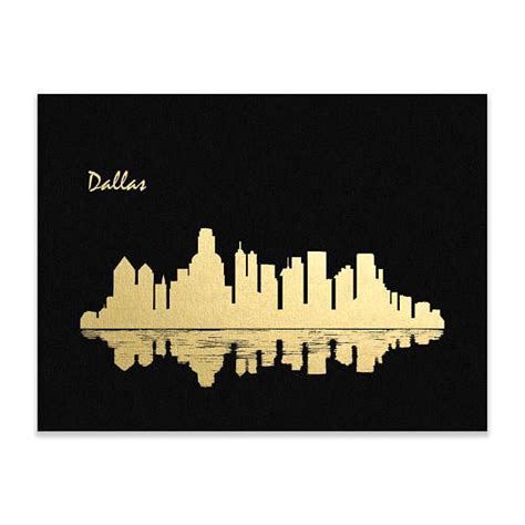 Dallas Skyline Gold And Silver Foil Print City Wall Art Poster Etsy