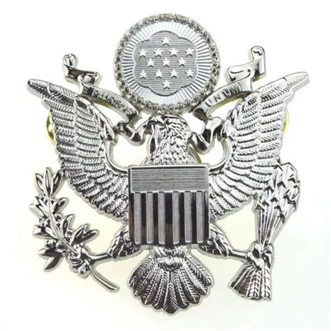 Wwii Us Army Officer Cap Eagle Emblems Badge Pin Insignia Silver 818