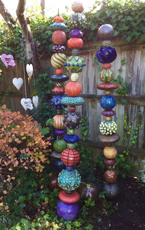 Garden Totems Ceramic Garden Totems Modern Design In 2020 Whimsical Garden Art Garden Art