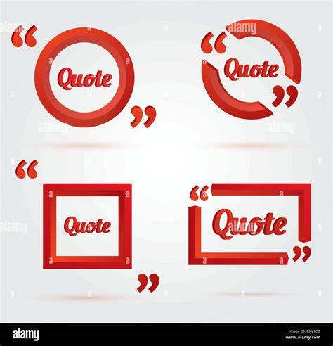 Set Of Quote Template With 3d Red Form Quote Bubble Empty Template