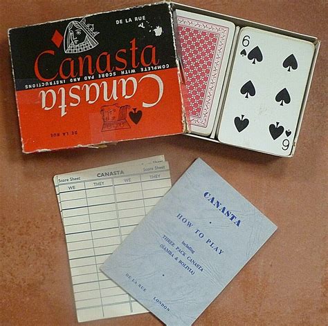 Vintage Canasta Card Game With Instructions And Score Cards For Sale