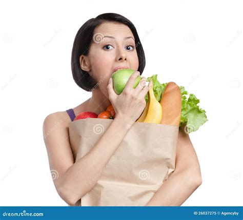 Vegetarian Girl Eats An Apple Stock Image Image Of Brown Beauty